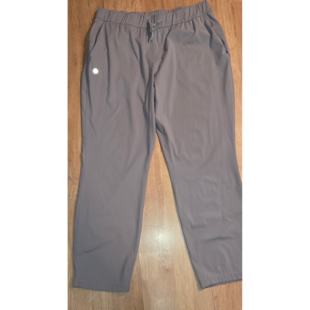 Athletic Jogger Pants Mauve Gray Elastic Waist Drawstring Pockets Size XL
